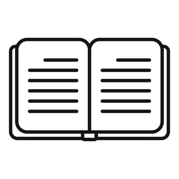 Notebook-Icon Umrissvektor öffnen. Schreibfeder — Stockvektor