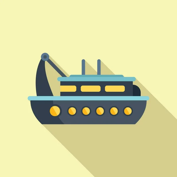 Pescador icono barco vector plano. Barco de pescado — Vector de stock