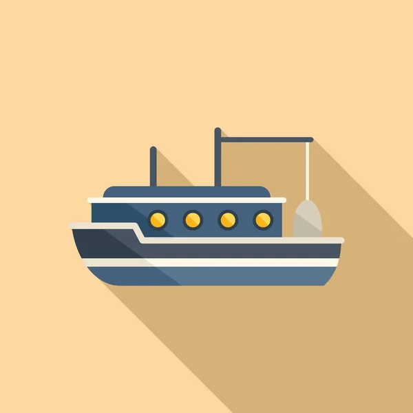 Trawler icona barca vettore piatto. Nave marittima — Vettoriale Stock