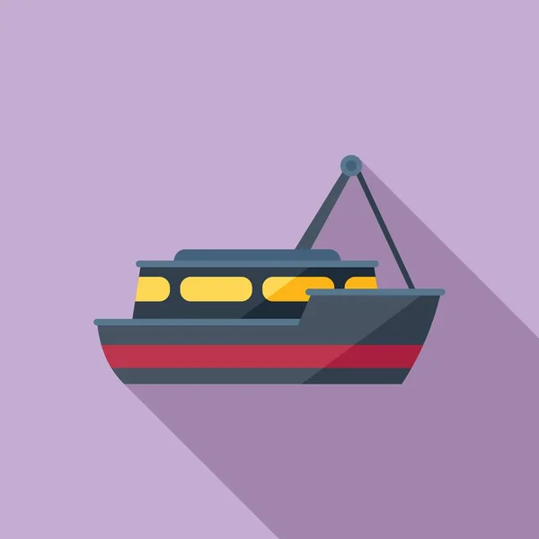 Seafood fish boat icon flat vector. Sea ship — Stock Vector