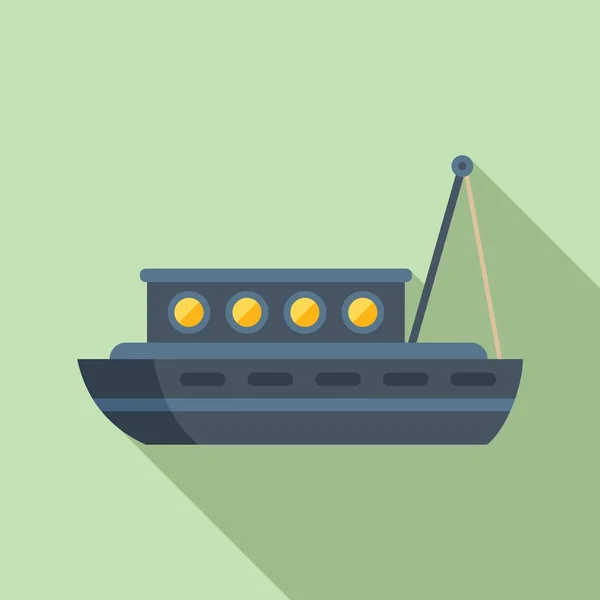 Levering vis boot pictogram platte vector. Visserij op zee — Stockvector