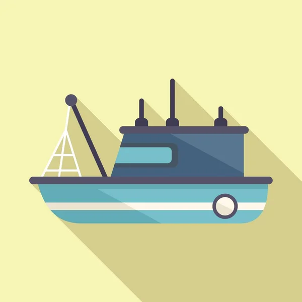 Antiguo barco de pesca icono vector plano. Buque de mar — Vector de stock