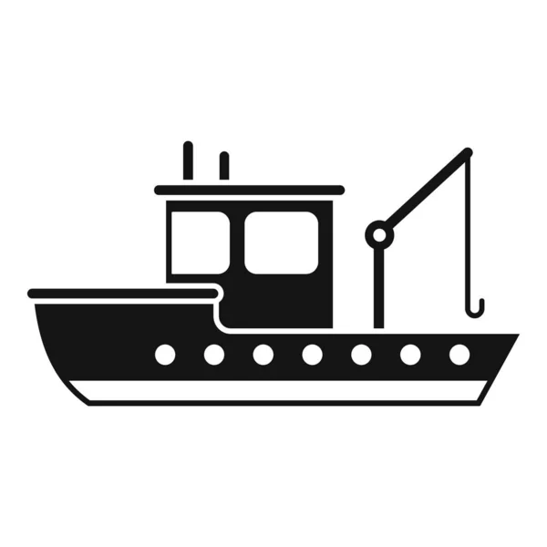 Vervoer vis schip pictogram eenvoudige vector. Vissersboot — Stockvector