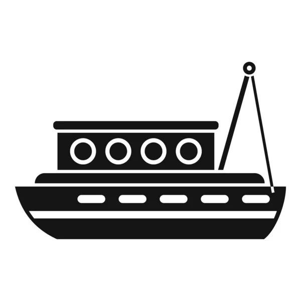 Levering vis boot pictogram eenvoudige vector. Visserij op zee — Stockvector