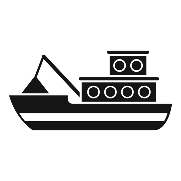 Ikona łodzi rybackiej Wybrzeża prosty wektor. Statki morskie — Wektor stockowy
