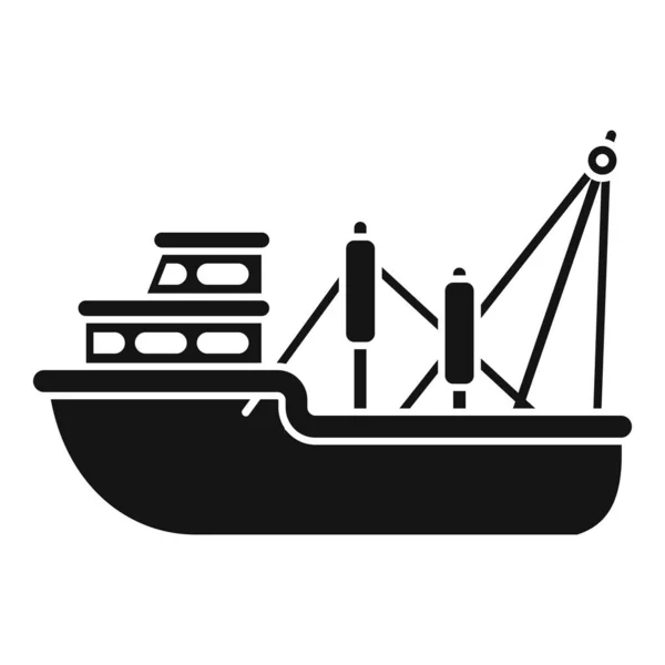 Nákladní rybářský člun ikona jednoduchý vektor. Rybí loď — Stockový vektor