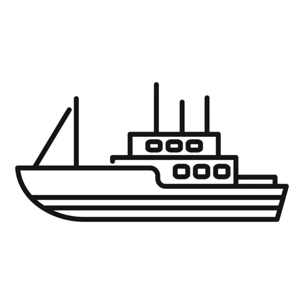 Fish boat icon outline vector. Sea vessel — Stock Vector