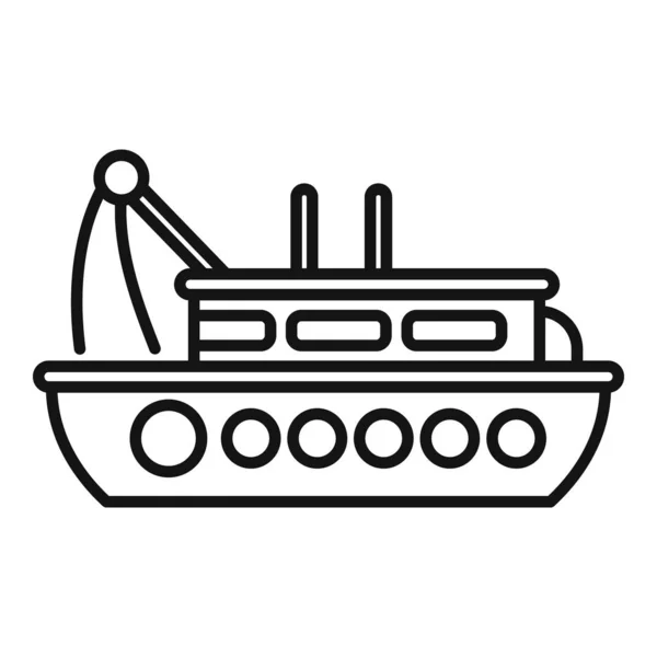Icono del barco pescador contorno vector. Barco de pescado — Archivo Imágenes Vectoriales