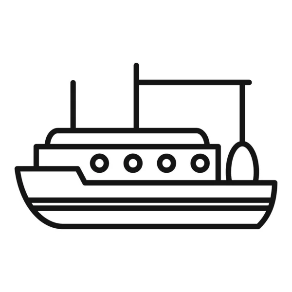 Trålare båt ikon kontur vektor. Havsfartyg — Stock vektor
