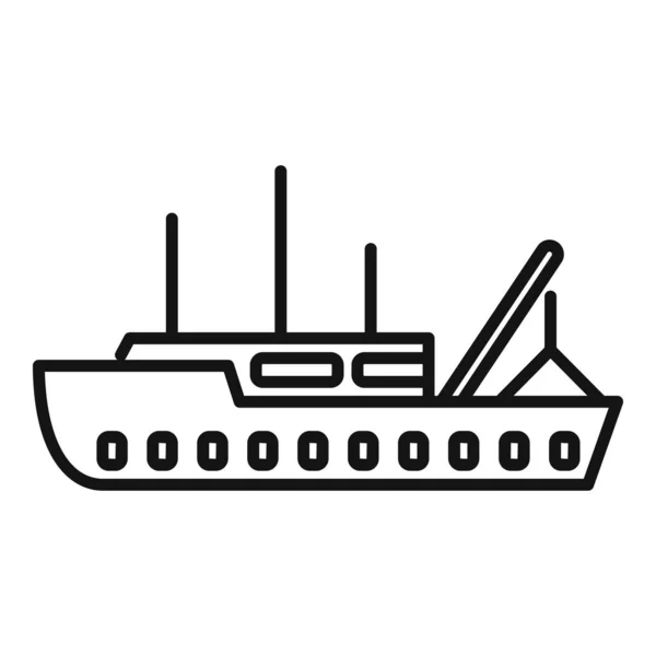 Marine Fischerboot Symbol Umrissvektor. Fischereischiff — Stockvektor