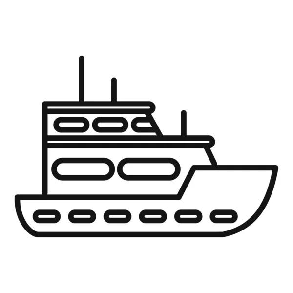 Océan bateau de pêche icône contour vecteur. Mer de poisson — Image vectorielle