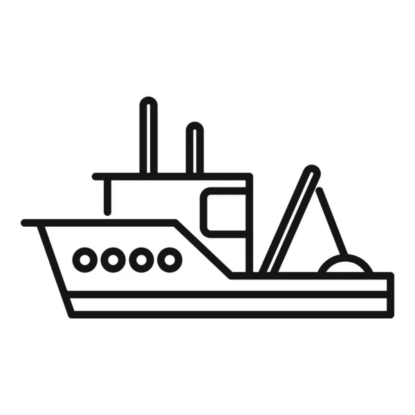 Catch bateau de pêche icône contour vecteur. Navire maritime — Image vectorielle