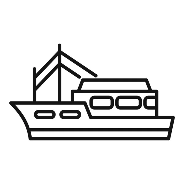 Water vis boot pictogram contouren vector. Zeeschip — Stockvector