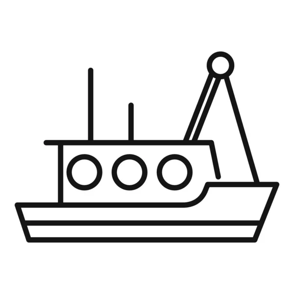 Flod fisk fartyg ikon kontur vektor. Marint fartyg — Stock vektor