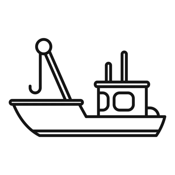 Pesce barca net icona contorno vettore. Nave marittima — Vettoriale Stock