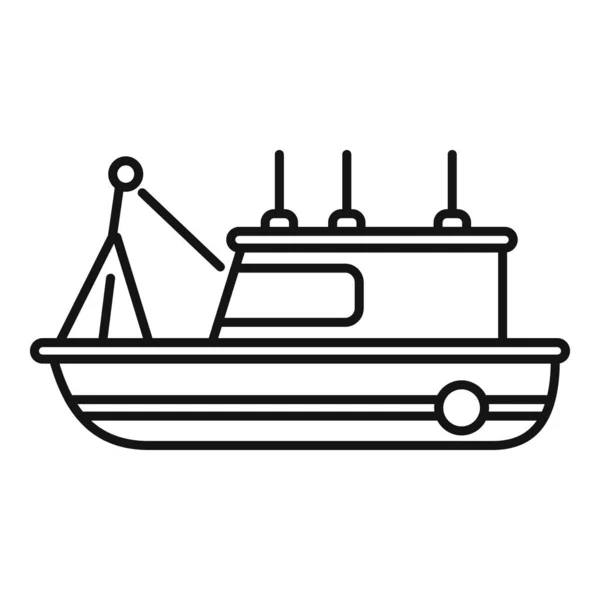 Antiguo barco de pesca icono contorno vector. Buque de mar — Vector de stock