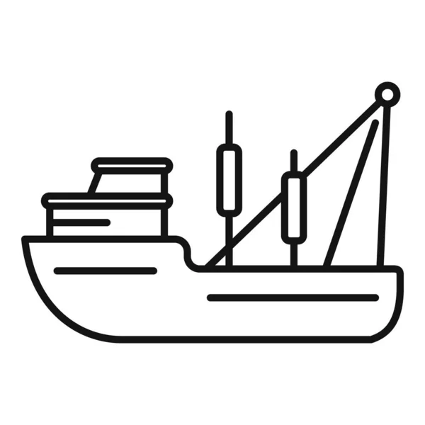 Vrachtboot pictogram omtrek vector. Vissersschip — Stockvector