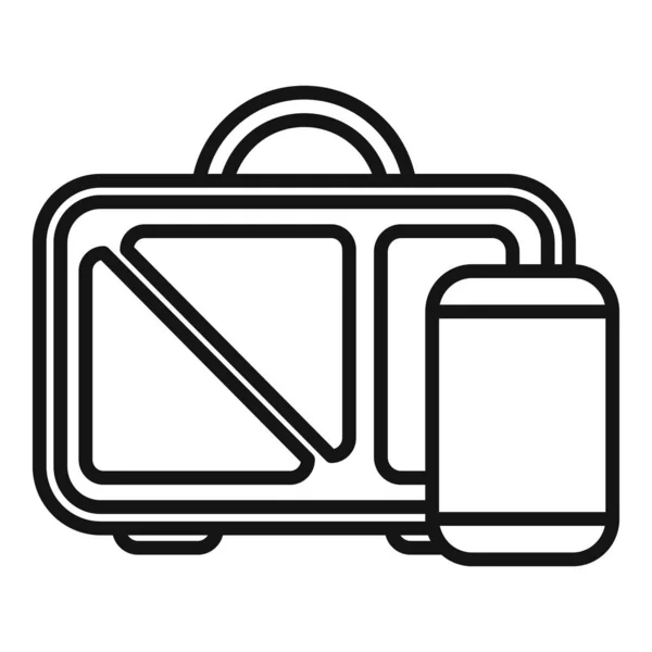 Lunch bag icon outline vector. Pasto sano — Vettoriale Stock