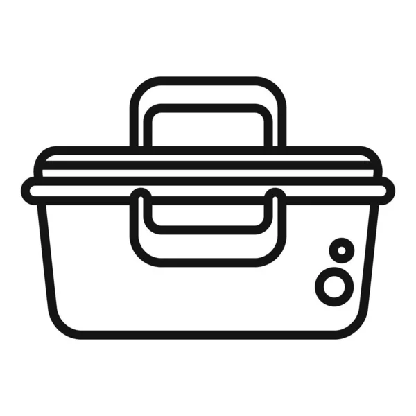 Plastic lunch box icon outline vector. School meal — Stock Vector