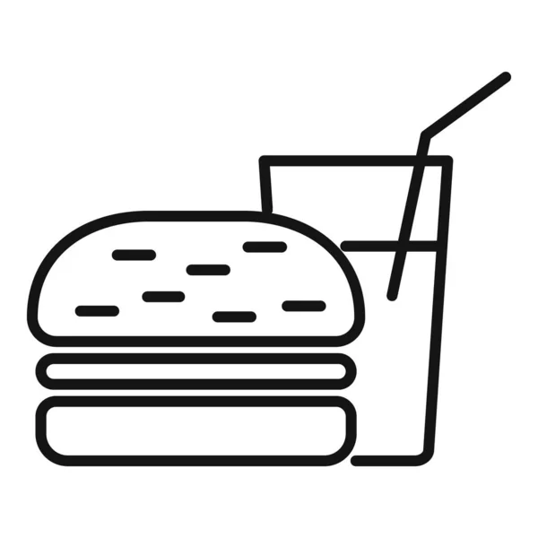 Вектор контура иконки бургер-соды. Ужин — стоковый вектор