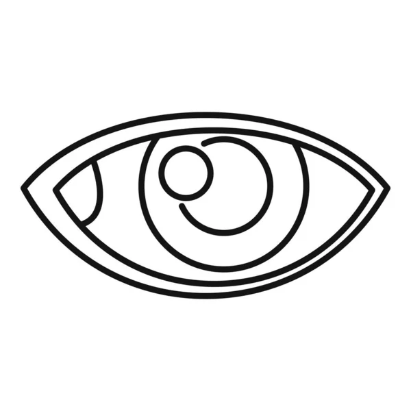 Göz bilimi ikonu ana hatları vektörü. Göz merceği görünümü — Stok Vektör