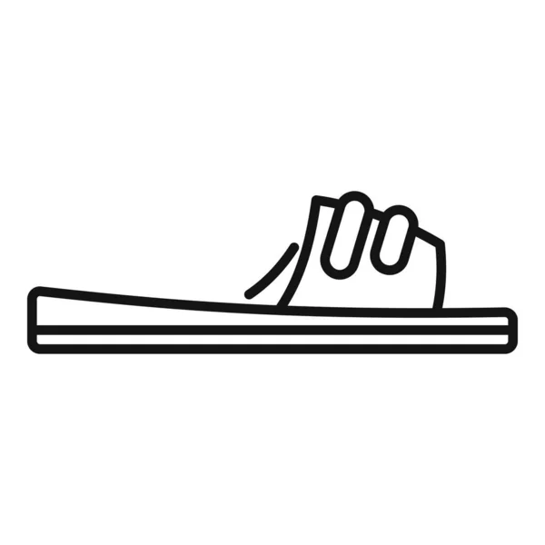Sandália ícone sapato contorno vetor. Chinelo de mulher — Vetor de Stock