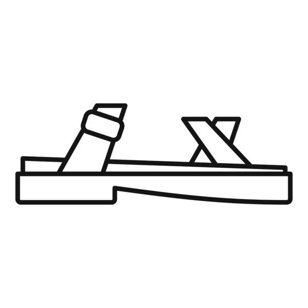 Pie sandalia icono contorno vector. Calzado de verano — Vector de stock