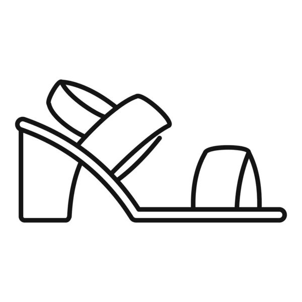 Vecteur de contour d'icône sandale haute. Chaussure femme — Image vectorielle