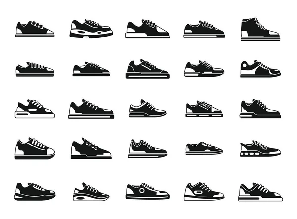 Los iconos de las zapatillas establecen un vector simple. Zapato niña — Vector de stock
