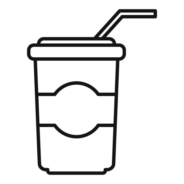Кінотеатр содової чашки іконка контурного вектора. Відеофільм — стоковий вектор