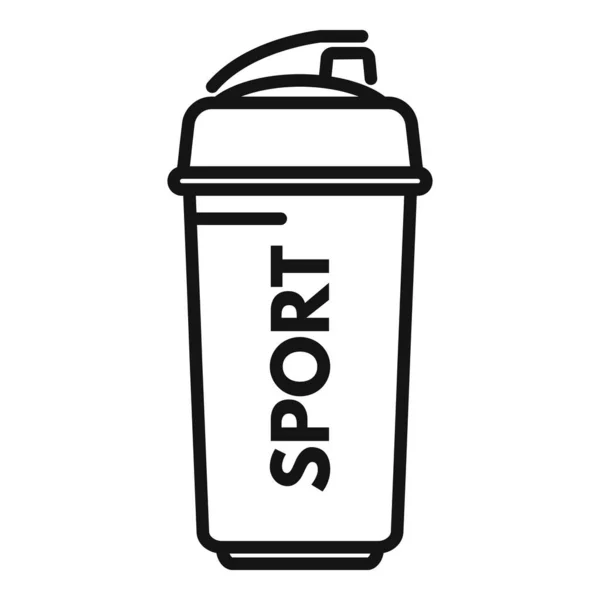 Potencia de la proteína icono contorno vector. Contenedor deportivo — Vector de stock