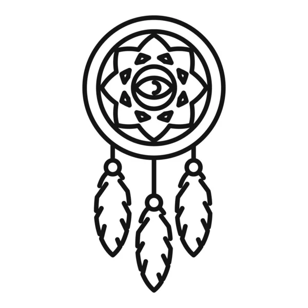 Кружевной ловец сновидений вектор контура иконки. Племенные ацтеки — стоковый вектор