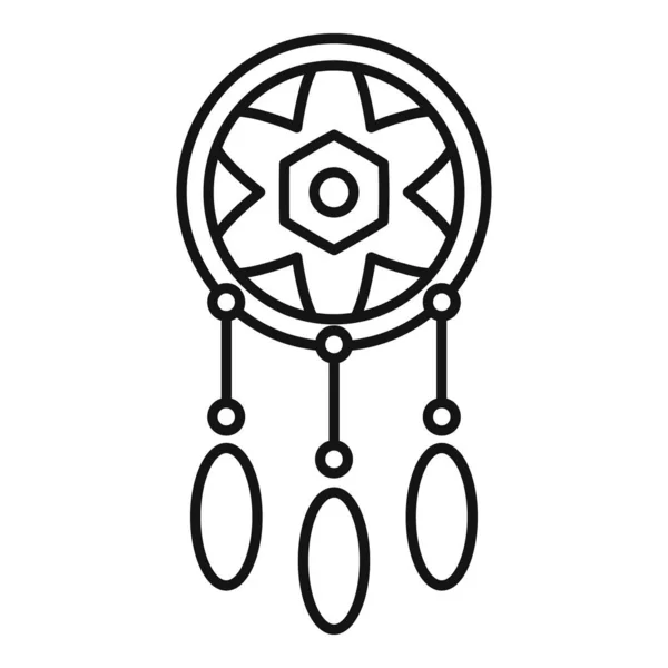 Boho Sen Catcher ikona obrys vektor. Indiánský původ — Stockový vektor
