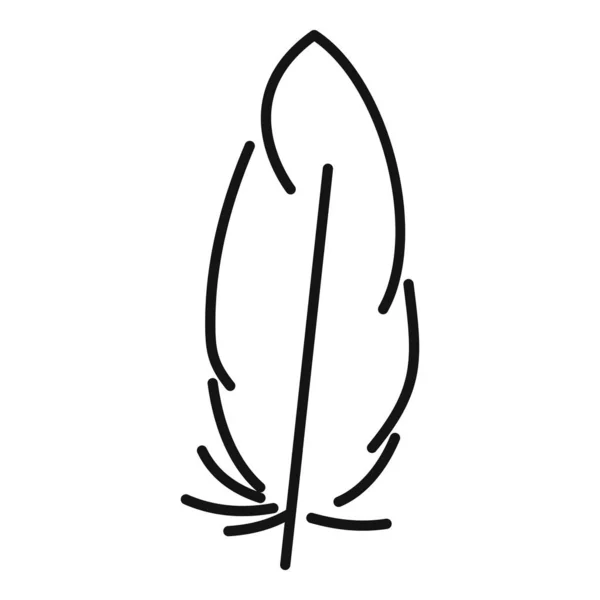 Pluma natural icono contorno vector. Pájaro pluma — Vector de stock