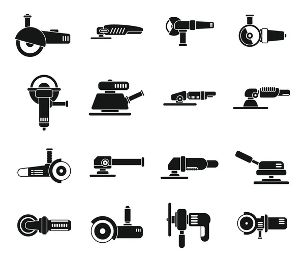 Slijpmachine pictogrammen instellen eenvoudige vector. Bouw constructie — Stockvector