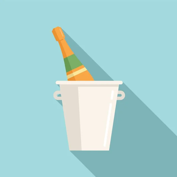 Ícone garrafa de champanhe gelo vetor plano. Copo de vinho — Vetor de Stock