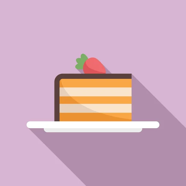 Piece cake pictogram vlakke vector. Snijkaastaart — Stockvector