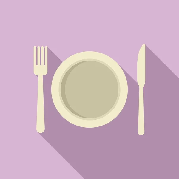 Plate restaurant icon flat vector. Food dinner — Stock Vector