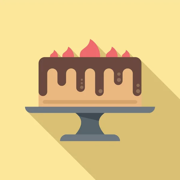 Tårta choklad ikon platt vektor. Läcker skiva — Stock vektor