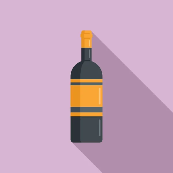 Wine bottle icon flat vector. Alcohol glass — Stock Vector