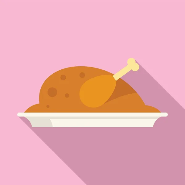 Kokt kyckling ikon platt vektor. Rostad mat — Stock vektor