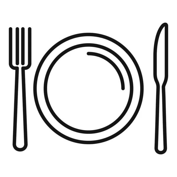 Placa ícone restaurante contorno vetor. Jantar de comida — Vetor de Stock