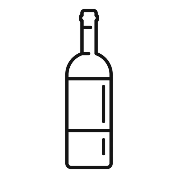 Wijnfles pictogram omtrek vector. Alcoholglas — Stockvector