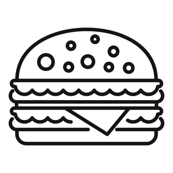 Вектор контура иконки бургера. Булочный сэндвич — стоковый вектор