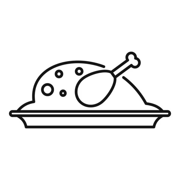 Cooked chicken icon outline vector. Roast food — Stock Vector