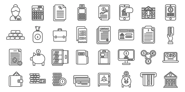 Bank icons set outline vector. Online digital — Stock Vector