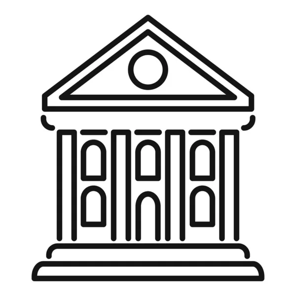 Icono del banco de la ciudad contorno vector. Servicio de finanzas — Archivo Imágenes Vectoriales