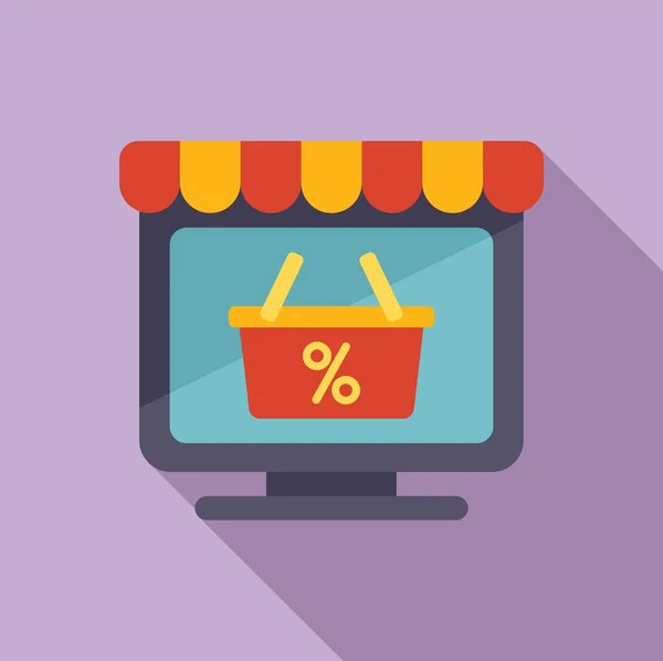 Online shop sale icon flat vector. Retail credit — Stock Vector