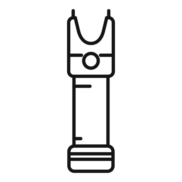 Vecteur de contour d'icône de taser de défense. Pistolet paralysant — Image vectorielle