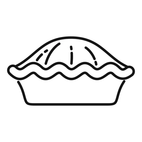 Vecteur de contour d'icône de tarte aux pommes. Dessert gâteau — Image vectorielle